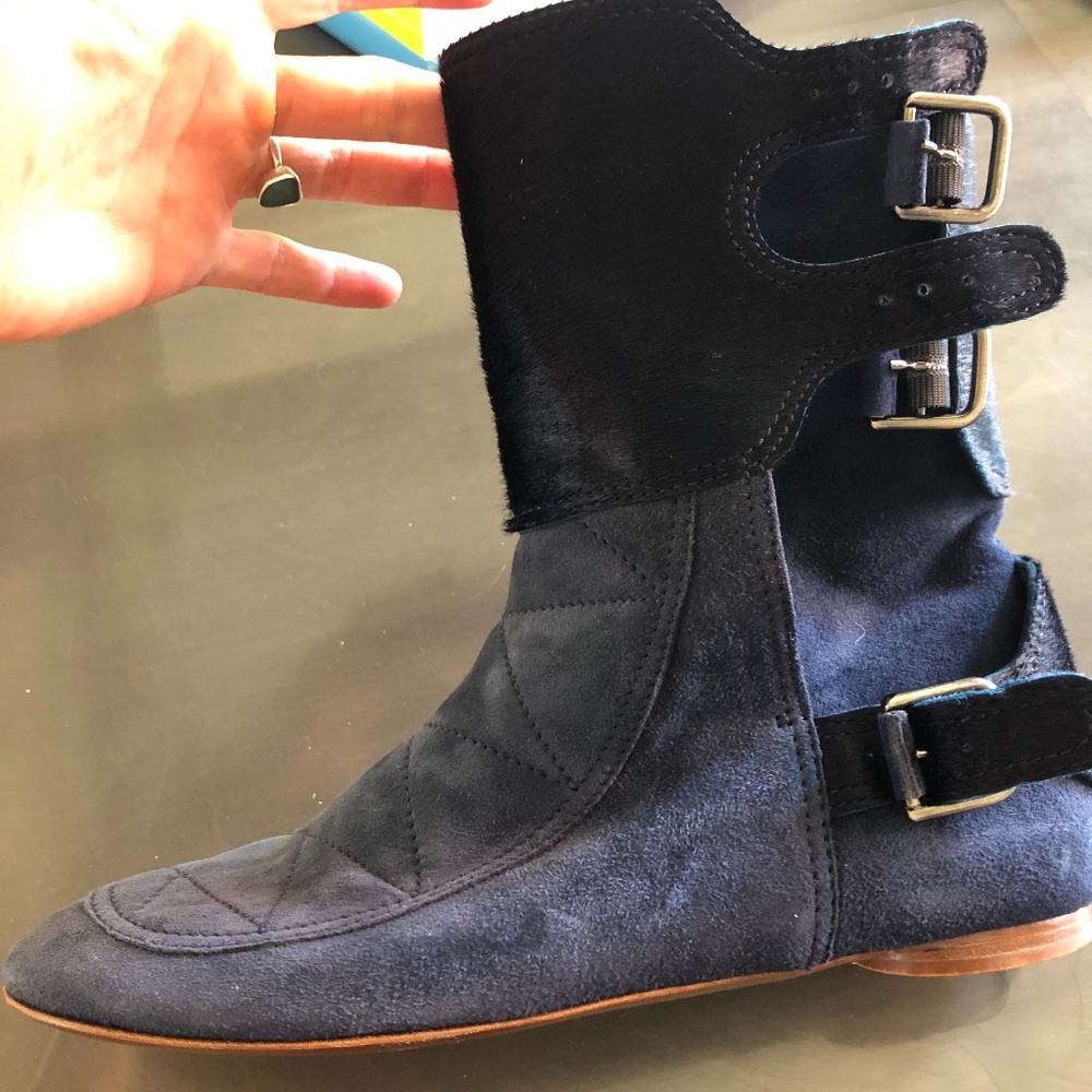 Hermes Semelle Cuir Suede and leather boots